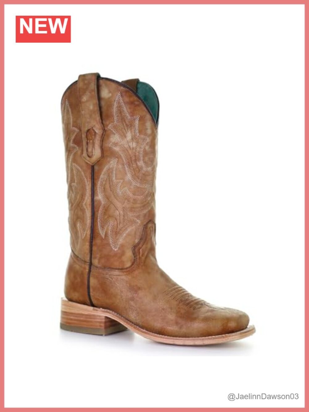 Handcrafted Western Cowboy Boots Wide Square Toe Leather Embroidered